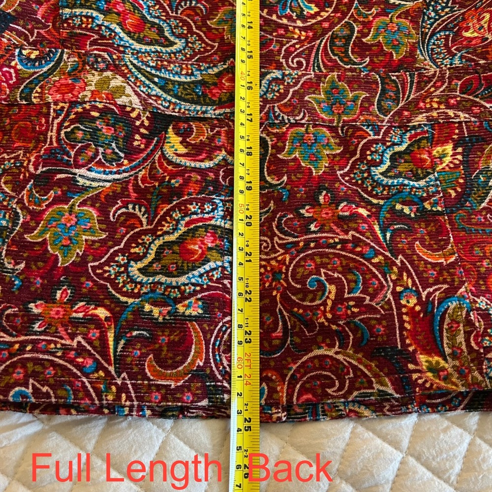 Coldwater Creek Paisley Print Corduroy Blazer Jacket Burgundy Blue Multi Size L - Picture 9 of 9
